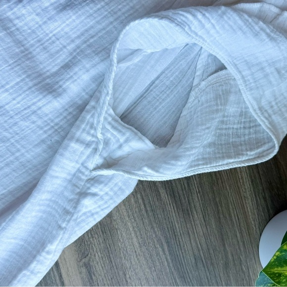 GAP White Crinkled Gauze Ruffle Sleeve Lightweight Boho Tie Neck Blouse Size S - Picture 5 of 9